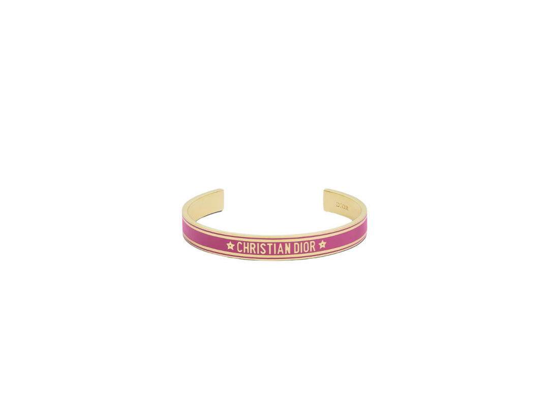Dior Dior Code Bangle In Gold-Finish Metal And Rani Pink Lacquer