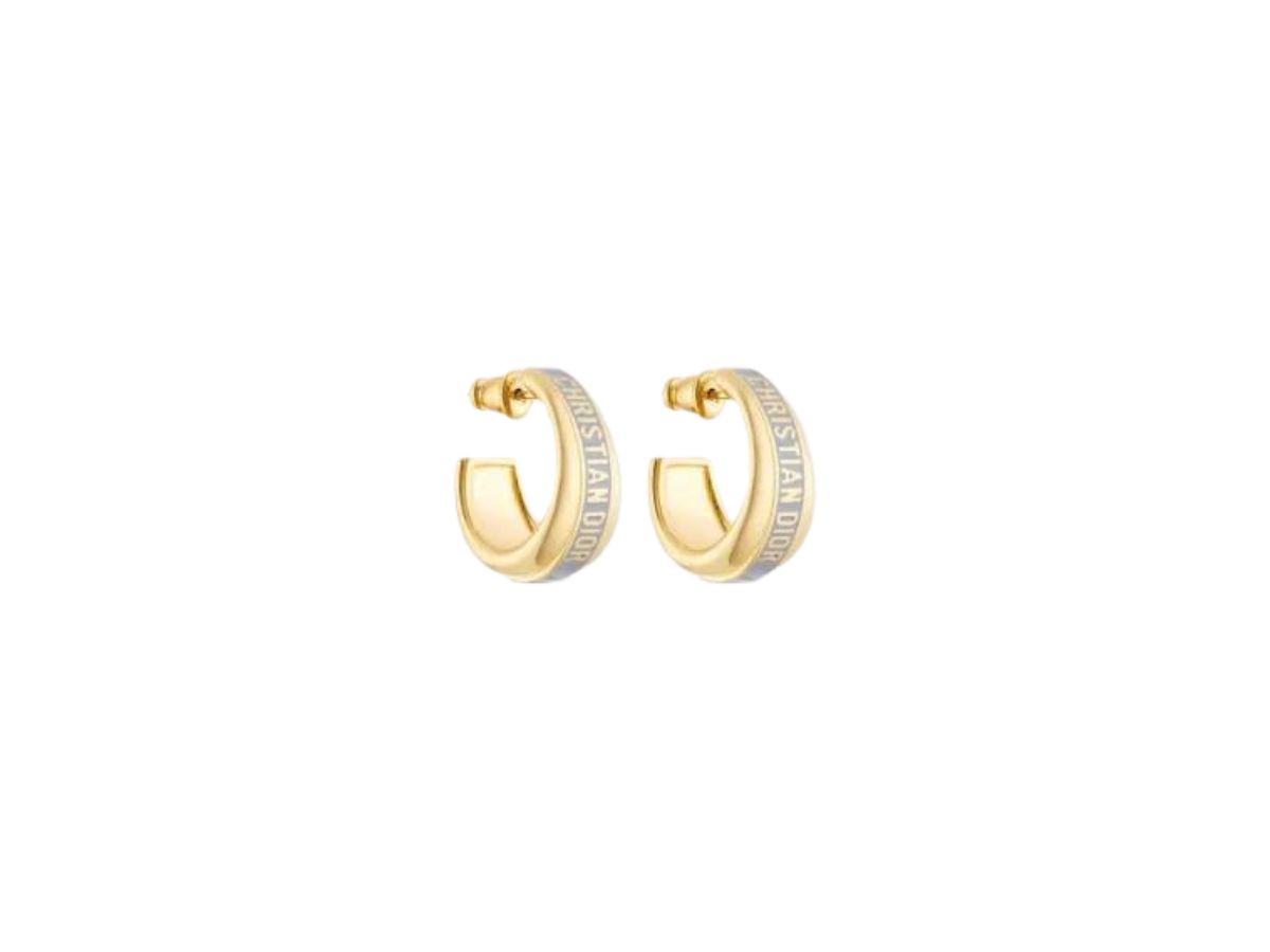Dior Dior Code Earrings In Gold-Finish Metal And Ethereal Gray Lacquer