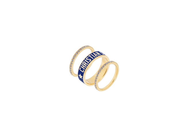 Dior Dior Code Ring Set In Gold-Finish Metal With Indigo Blue Crystals And Lacquer - view 1