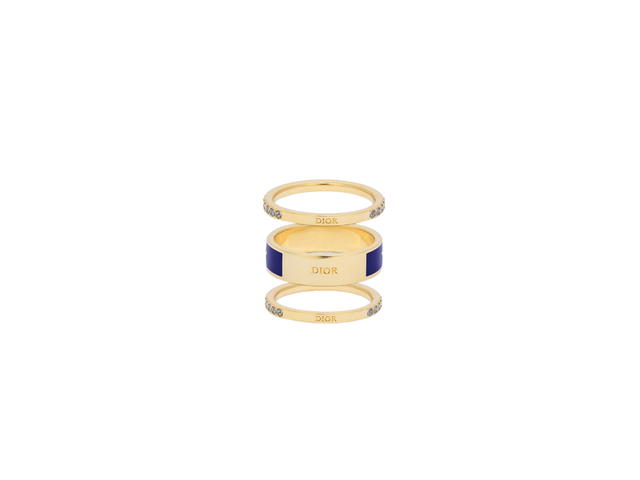 Dior Dior Code Ring Set In Gold-Finish Metal With Indigo Blue Crystals And Lacquer - view 3