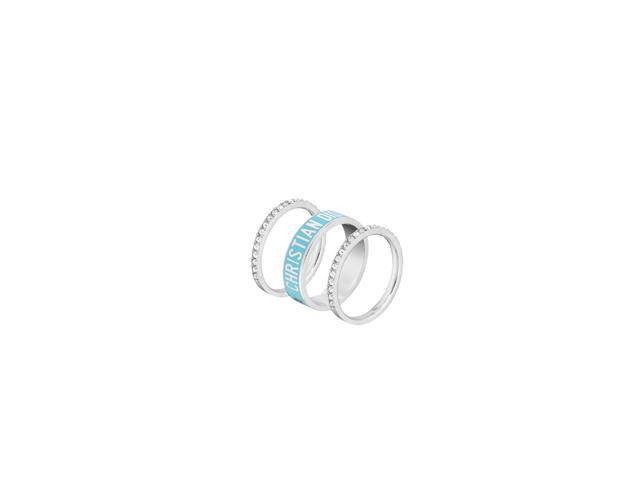 Dior Dior Code Ring Set In Silver-Finish Metal Silver-Tone Crystals And Turquoise Lacquer - view 1