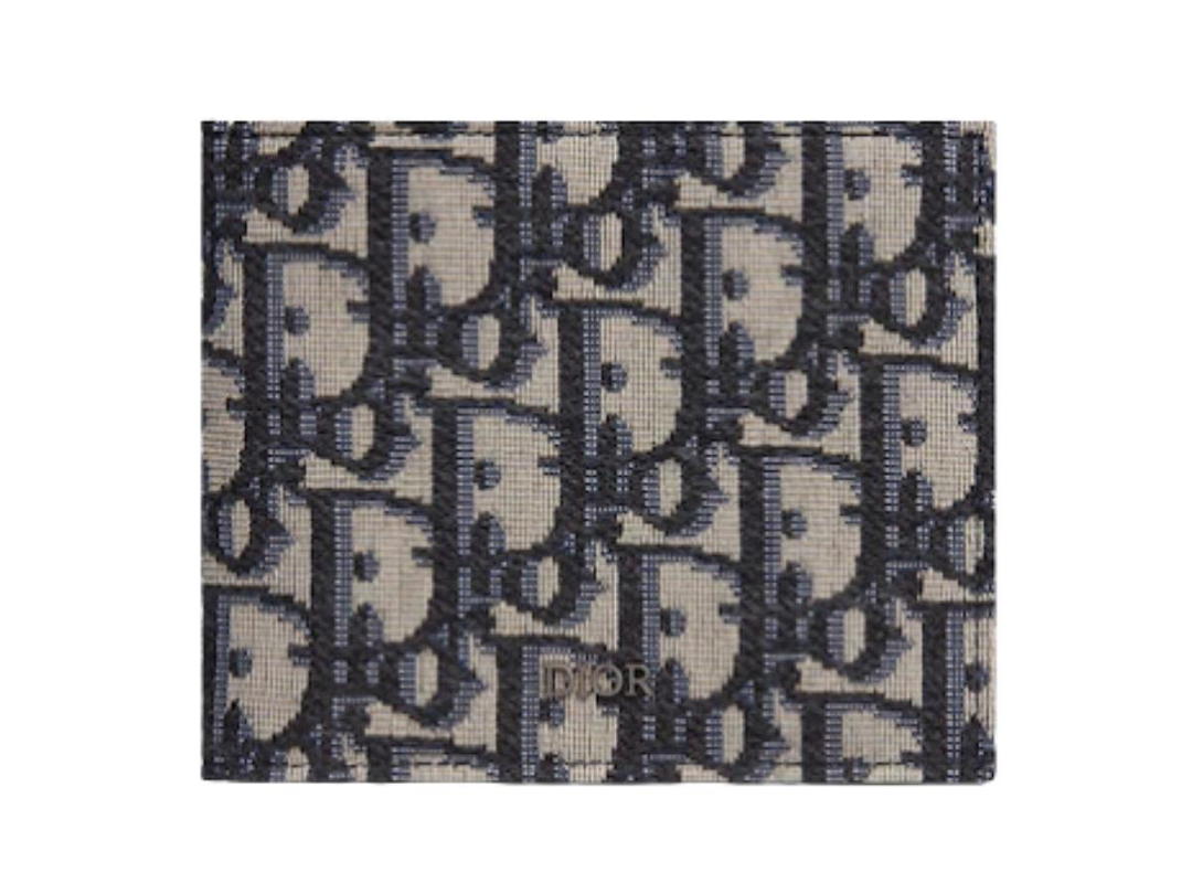 Dior Dior Compact Wallet Beige and Black Oblique Jacquard
