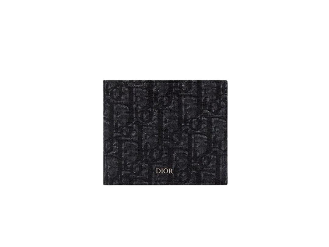 Dior Dior Compact Wallet In Black Dior Oblique Jacquard