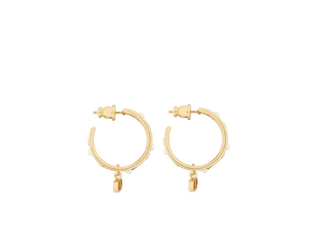 Dior Dior D-Backstage Earrings In Gold-Finish Metal With White Resin Pearls And Silver-Tone Crystals - view 2