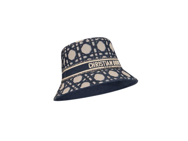Dior Dior D-Bobby Macrocannage Small Brim Bucket Hat In Beige And Blue Macrocannage Embroidery - view 2