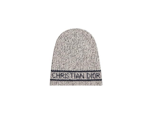 Dior Dior D-White Beanie In Ecru And Navy Blue Virgin Wool And Cashmere Knit - view 1