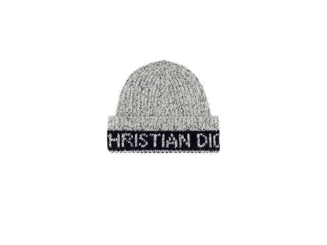 Dior Dior D-White Beanie In Ecru And Navy Blue Virgin Wool And Cashmere Knit - view 3