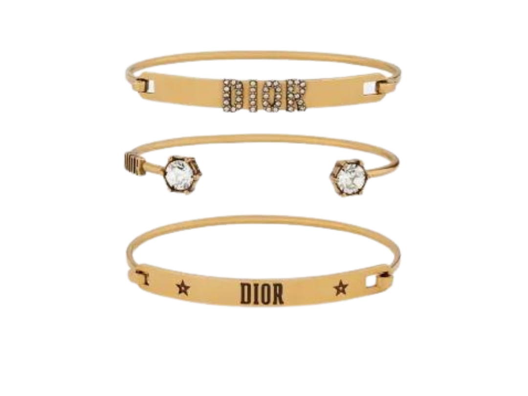 Dior Dior Dio(R)Evolution Bracelet Set In Aged Gold-Finish Metal And Amber-Colored Crystals