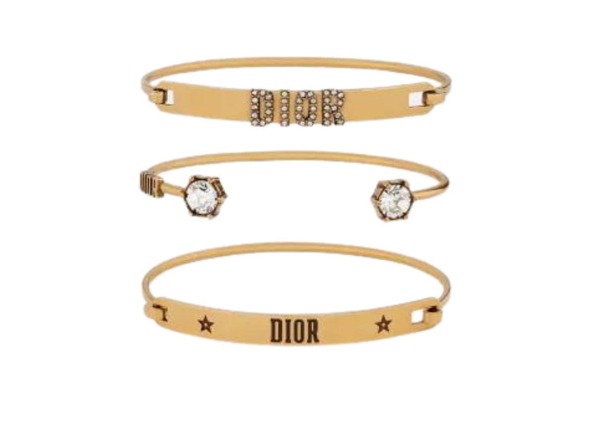 Dior Dior Dio(R)Evolution Bracelet Set In Aged Gold-Finish Metal And Amber-Colored Crystals