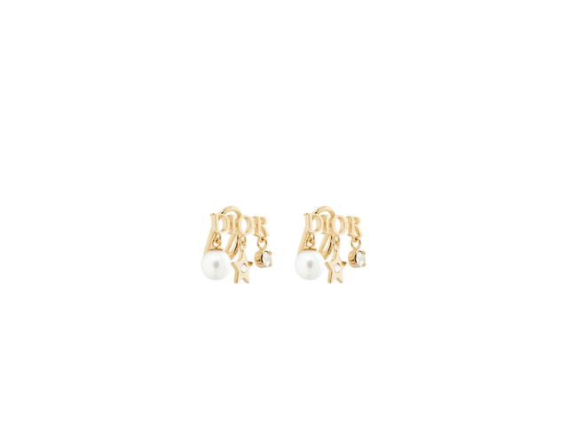 Dior Dior Dio(r)evolution Clip-On Earrings In Star Charm Gold-Finish Metal White Resin Pearls and White Crystals - view 1