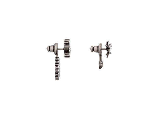 Dior Dior J'adior Earrings In Antique Silver-Finish Metal With White Crystals - view 2