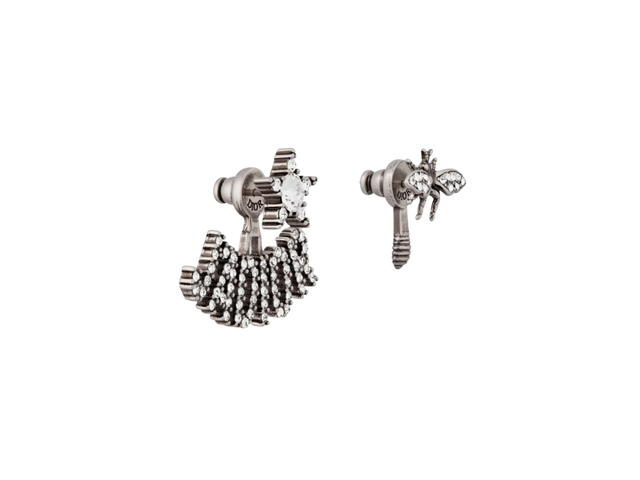 Dior Dior J'adior Earrings In Antique Silver-Finish Metal With White Crystals - view 3