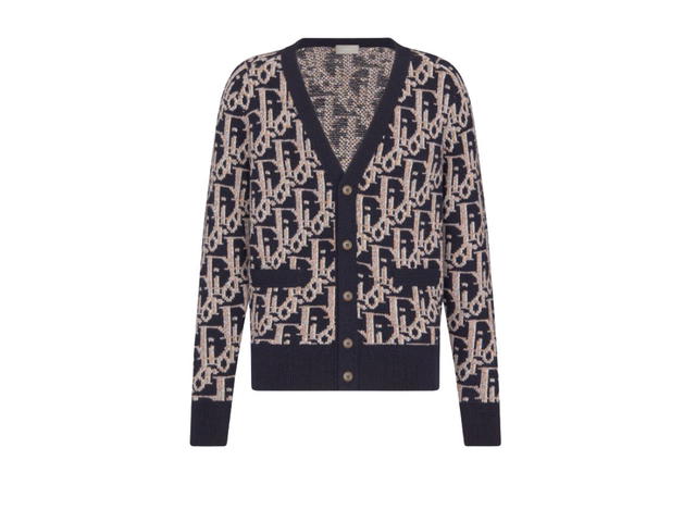 Dior Dior Oblique Cardigan Navy Blue Wool Jacquard - view 1