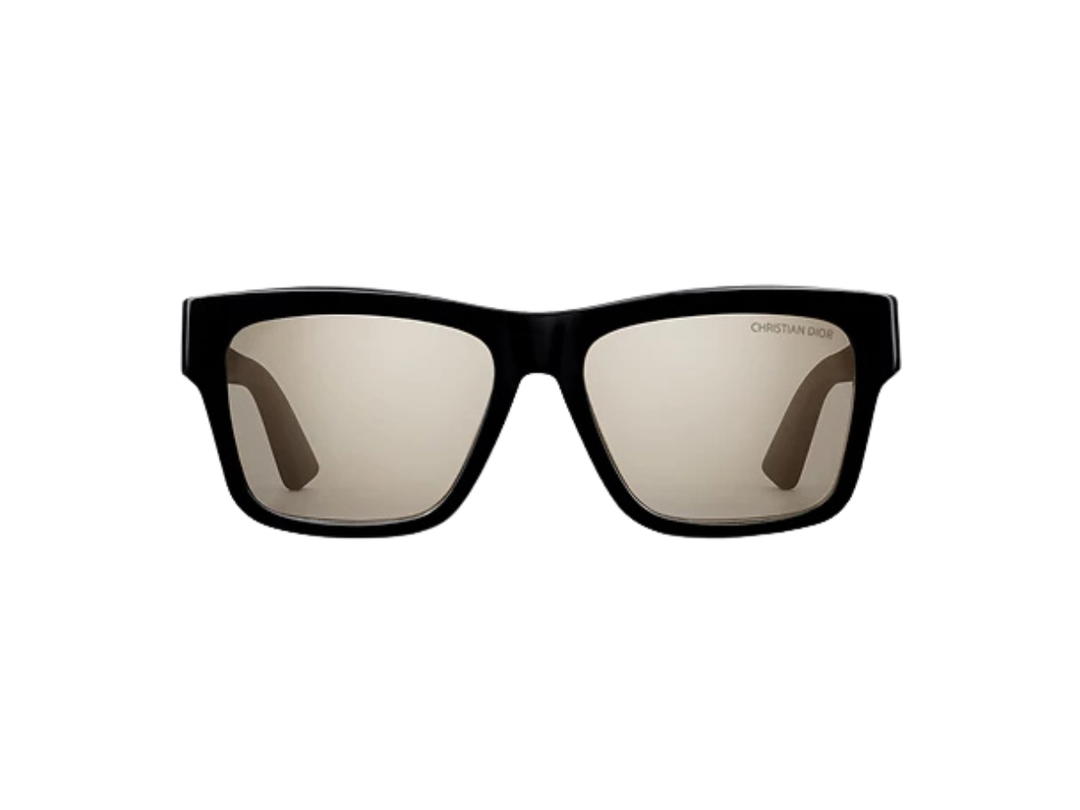 Dior Dior 3D S2f In Black Acetate Frame With Silver Tone Mirrored Lenses