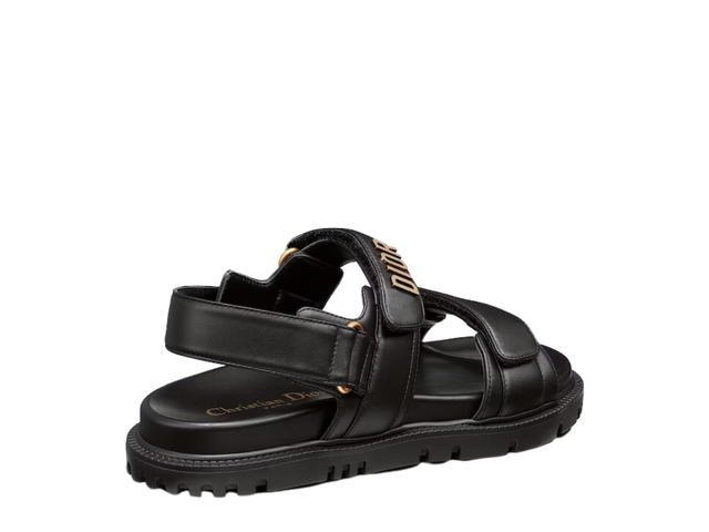 Dior Dior Dioract Sandal In Black Lambskin With Rubber Sole Gold-finish Metal (W) - view 3