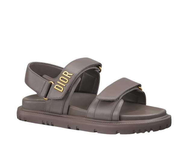 Dior Dior Dioract Sandal In Grey Lambskin With Rubber Sole Gold-finish Metal (W) - view 2