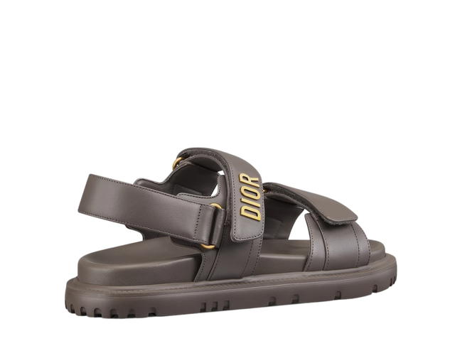 Dior Dior Dioract Sandal In Grey Lambskin With Rubber Sole Gold-finish Metal (W) - view 3