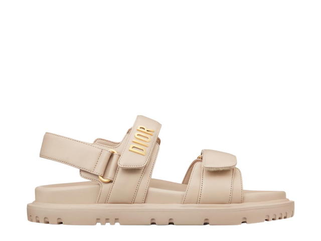 Dior Dior Dioract Sandal In Lambskin With Gold-finish Metal Powder Beige (W) - view 1