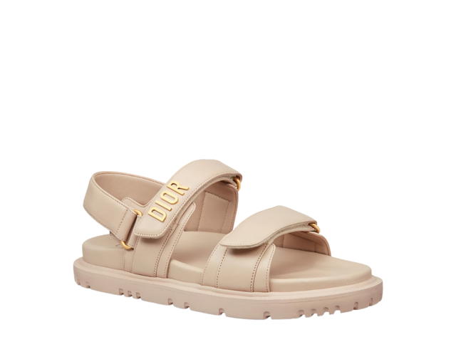 Dior Dior Dioract Sandal In Lambskin With Gold-finish Metal Powder Beige (W) - view 2