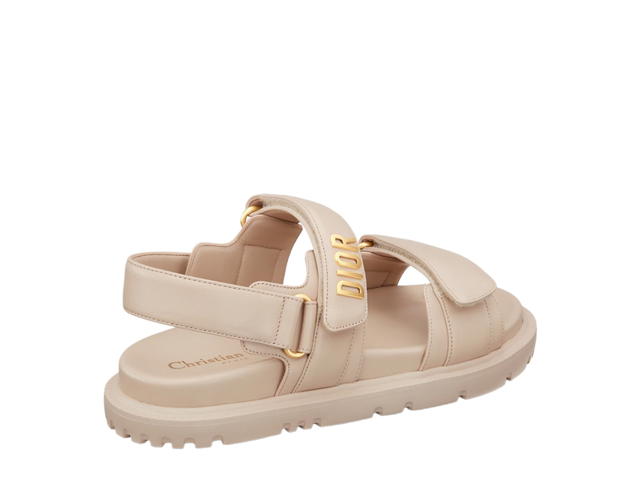 Dior Dior Dioract Sandal In Lambskin With Gold-finish Metal Powder Beige (W) - view 3