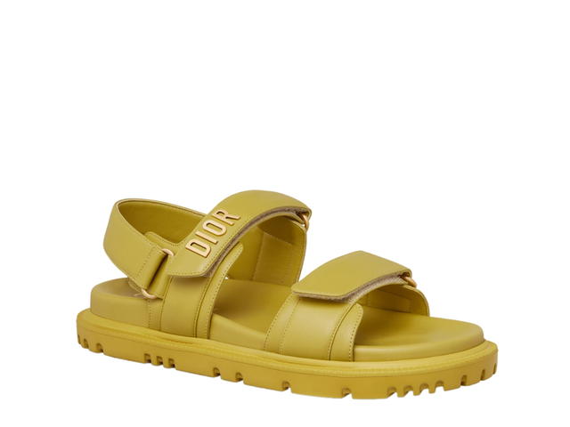 Dior Dior Dioract Sandal In Saffron Yellow Lambskin With Rubber Sole Gold-finish Metal (W) - view 2