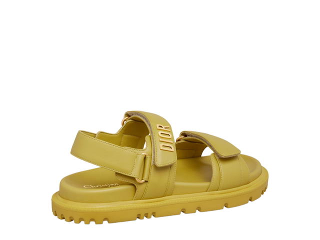 Dior Dior Dioract Sandal In Saffron Yellow Lambskin With Rubber Sole Gold-finish Metal (W) - view 3