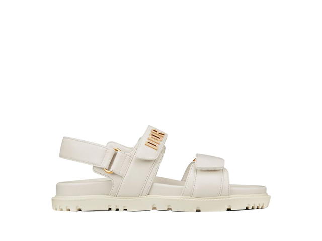 Dior Dior Dioract Sandal In White Lambskin With Gold-Finish Metal - view 1