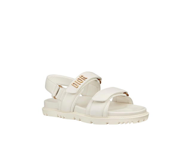 Dior Dior Dioract Sandal In White Lambskin With Gold-Finish Metal - view 2