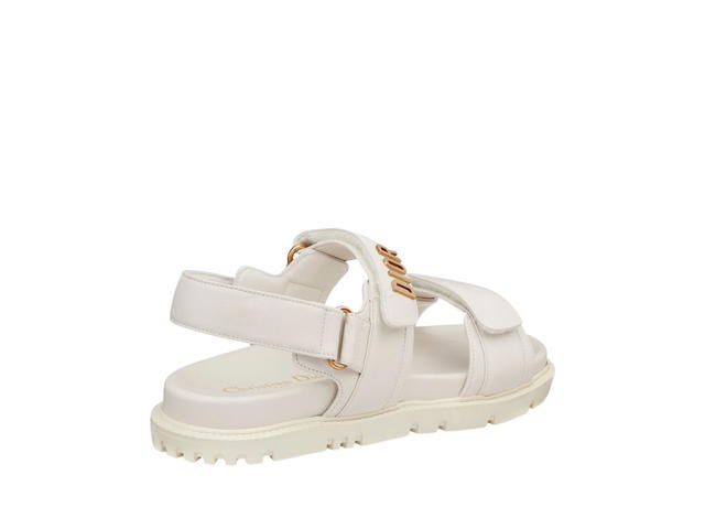 Dior Dior Dioract Sandal In White Lambskin With Gold-Finish Metal - view 3