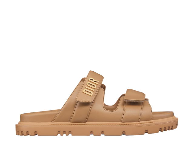Dior Dior Dioract Slide In Deep Beige Lambskin With Gold-Finish Metal Dior Signature (W) - view 1