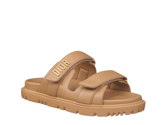 Dior Dior Dioract Slide In Deep Beige Lambskin With Gold-Finish Metal Dior Signature (W) - view 2