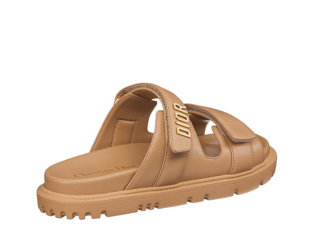 Dior Dior Dioract Slide In Deep Beige Lambskin With Gold-Finish Metal Dior Signature (W) - view 3