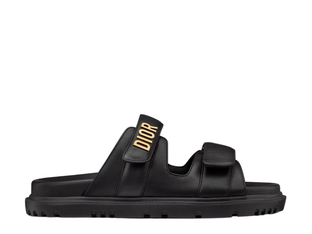 Dior Dior Dioract Slide In Lambskin With Gold-finish Metal Black (W)