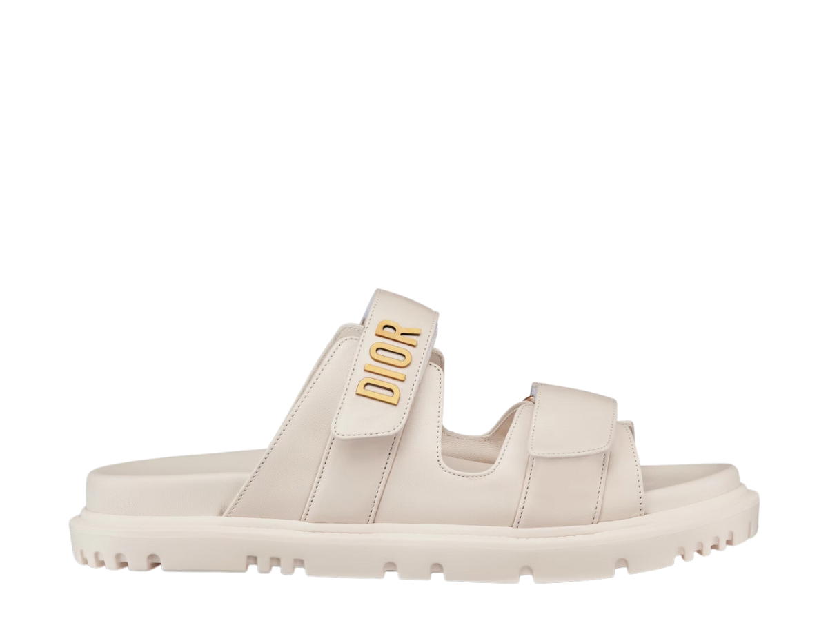 Dior Dior Dioract Slide In Lambskin With Gold-finish Metal White (W)