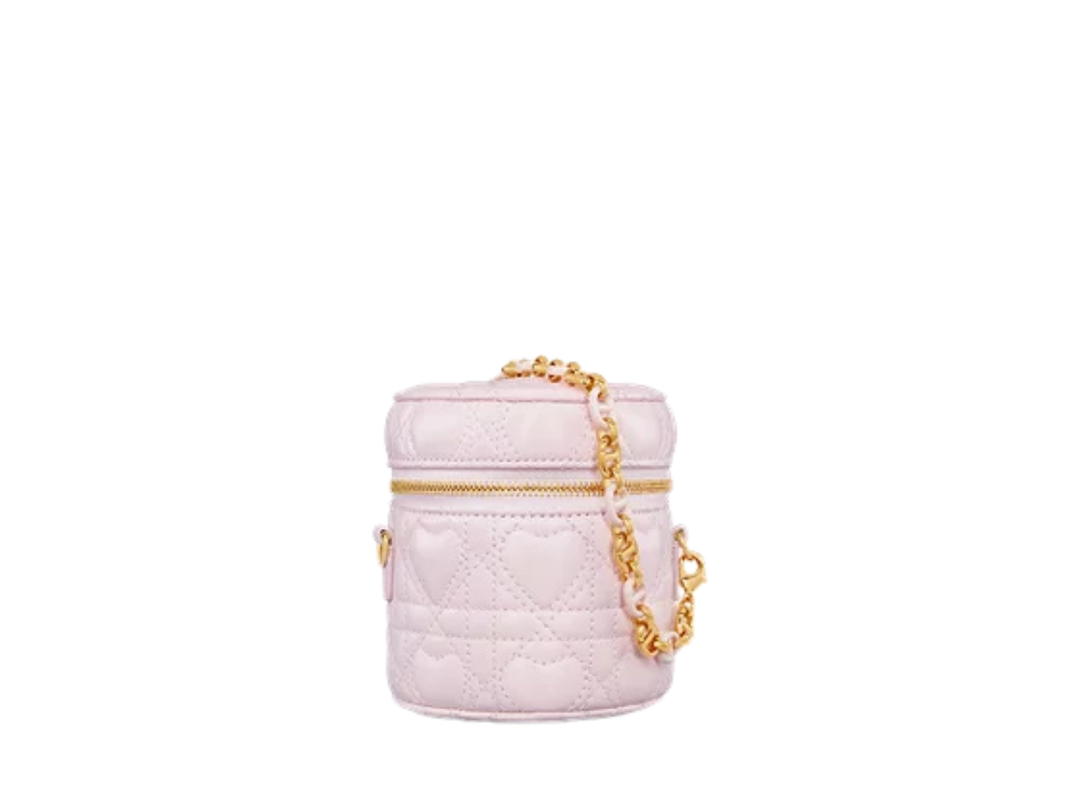 Dior Dior Dioramour Dior Caro Heart Micro Vanity In Lambskin Leather Heart Motif With Cd signature And Gold Hardware Pale Pink