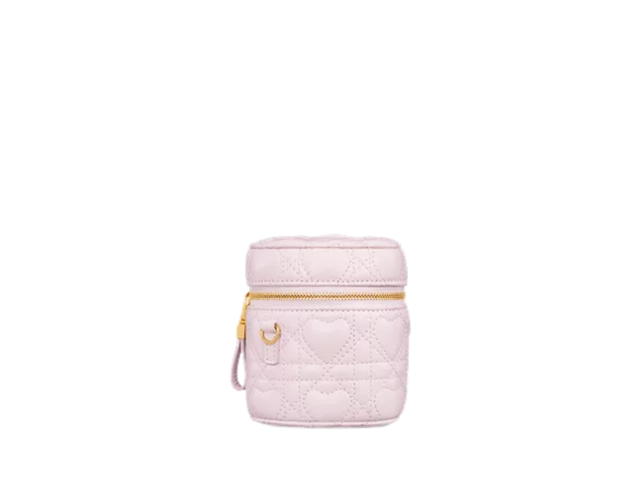 Dior Dior Dioramour Dior Caro Heart Micro Vanity In Lambskin Leather Heart Motif With Cd signature And Gold Hardware Pale Pink - view 2