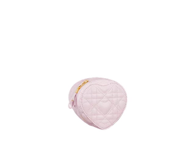 Dior Dior Dioramour Dior Caro Heart Micro Vanity In Lambskin Leather Heart Motif With Cd signature And Gold Hardware Pale Pink - view 3