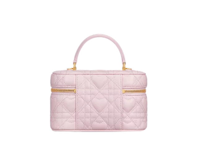 Dior Dior Dioramour Dior Caro Mini Vanity In Lambskin Leather Heart Motif With Cd Signature And Gold Hardware Pale Pink - view 3
