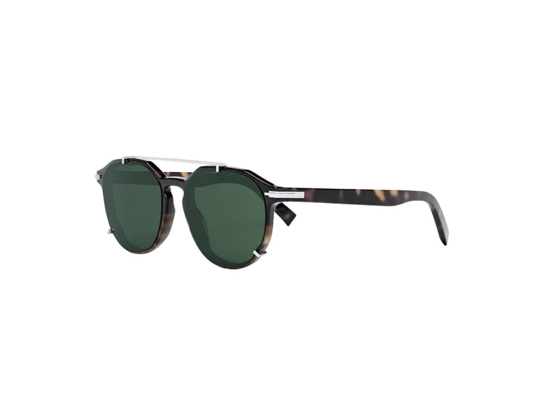 Dior Dior DiorBlacksuit RI-24C0 In Square Acetate Frame With Green Lenses Havana