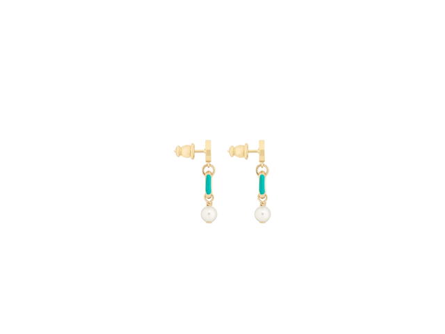 Dior Dior Dioriviera Petit CD Earrings In Modern And Sophisticated Appeal Gold-Finish Metal, White Resin Pearls and Aquamarina Lacquer - view 3