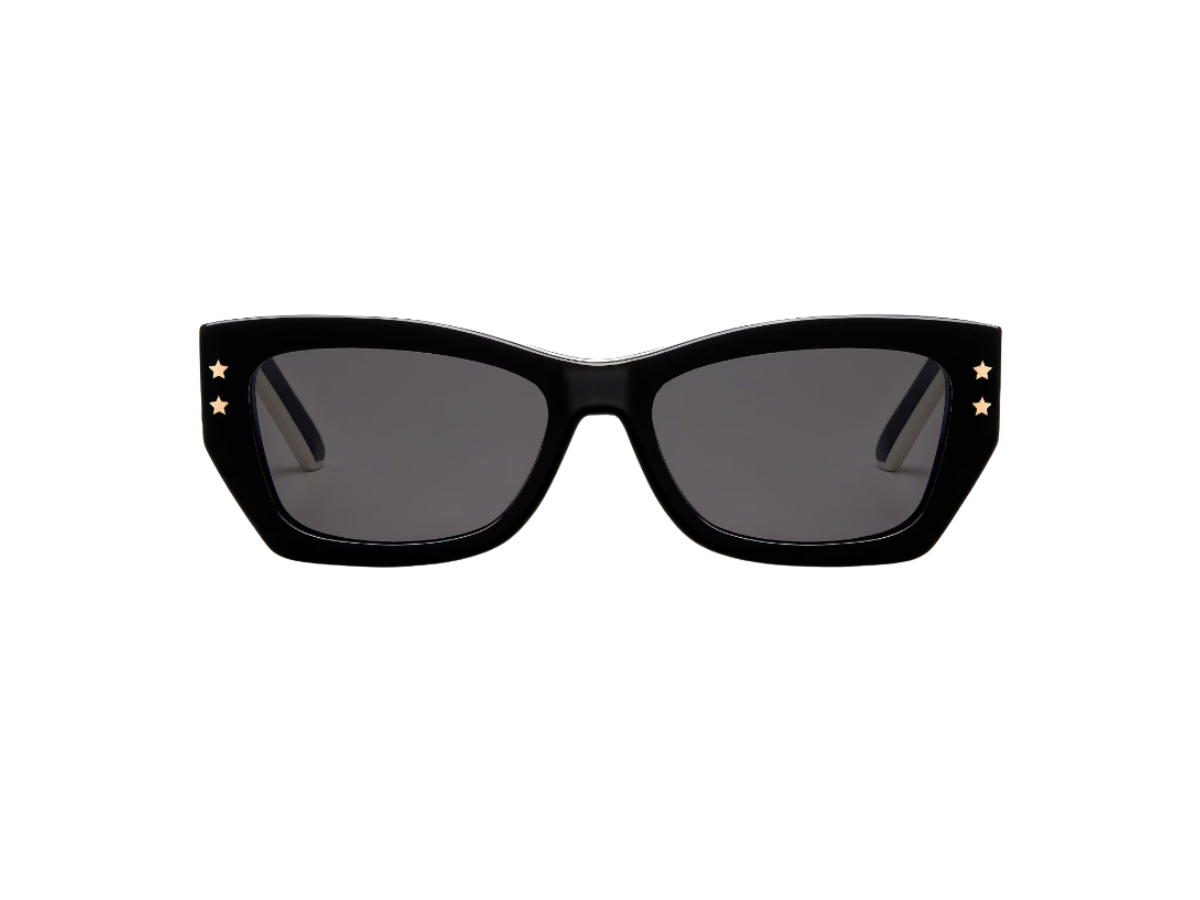 Dior Dior Diorpacific S2U Rectangular Sunglasses In Black-White Tri-Layer Effect Acetate Frame With Gray Lenses