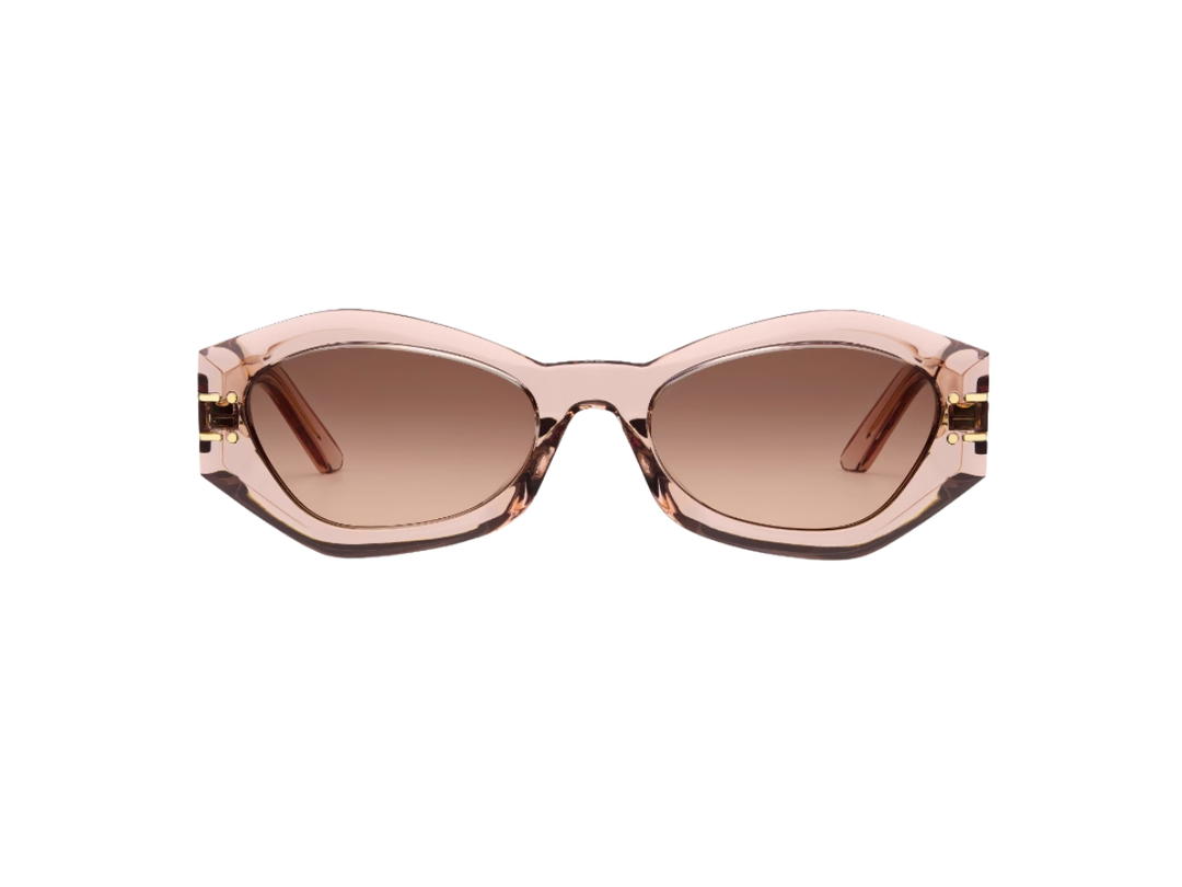 Dior Dior Diorsignature B1U Butterfly Sunglasses In Transparent Pink Acetate Frame With Gradient Brown-To-Pink Lenses