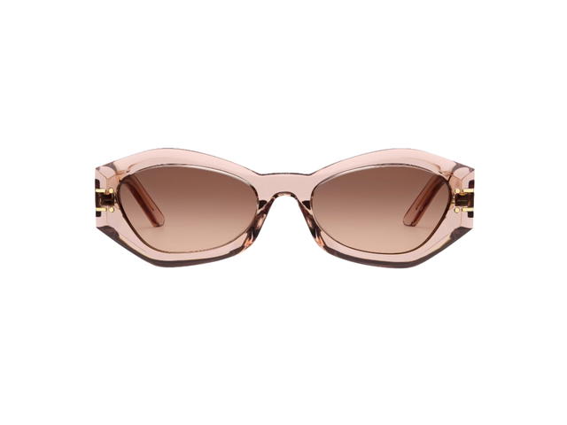 Dior Dior Diorsignature B1U Butterfly Sunglasses In Transparent Pink Acetate Frame With Gradient Brown-To-Pink Lenses - view 1
