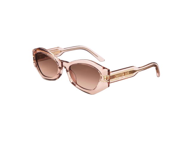 Dior Dior Diorsignature B1U Butterfly Sunglasses In Transparent Pink Acetate Frame With Gradient Brown-To-Pink Lenses - view 2