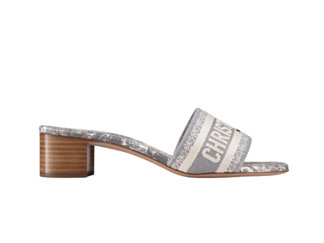 Dior Dior Dway Heeled Slide Gray Toile de Jouy