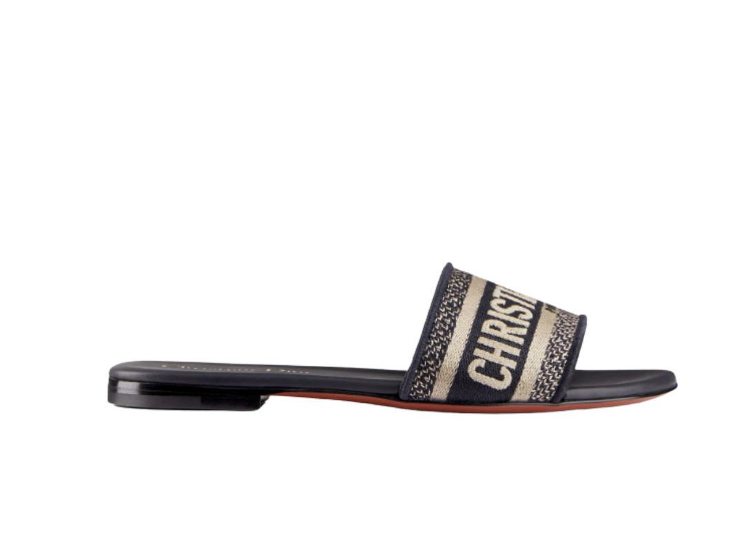 Dior Dior Dway Slide Deep Blue Embroidered Cotton