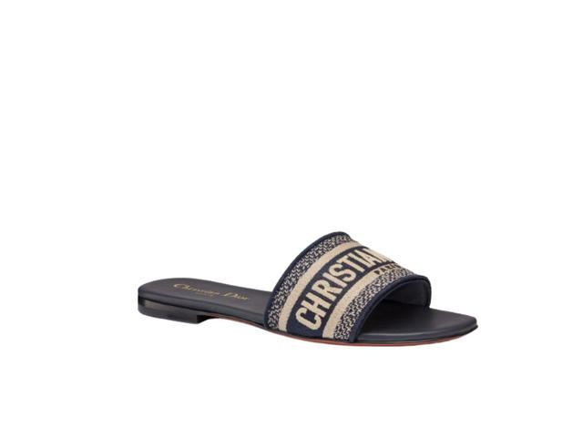 Dior Dior Dway Slide Deep Blue Embroidered Cotton - view 2
