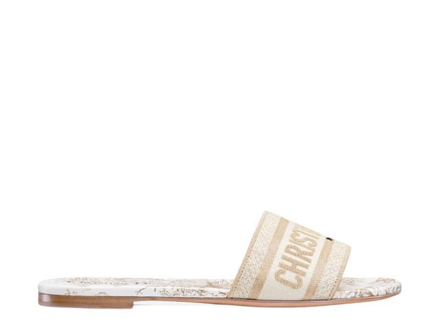 Dior Dior Dway Slide In Cotton Embroidered With Dior Jardin d'Hiver Motif White-Gold - view 1