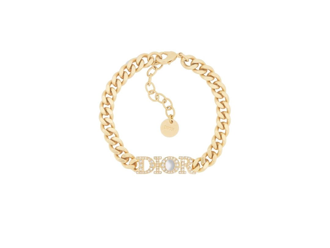 Dior Dior Evolution Bracelet In Gold-Finish Metal And White Crystals