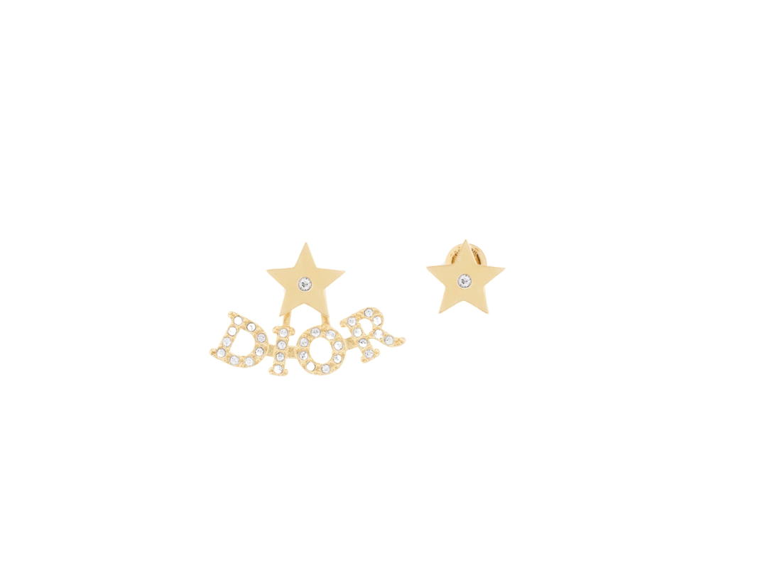 Dior Dior Evolution Earrings In Gold-Finish Metal And Silver-Tone Crystals